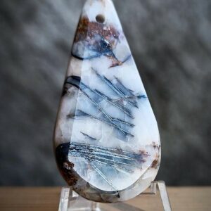 Pendentif Pyrolusite avec Calcite de Savoie